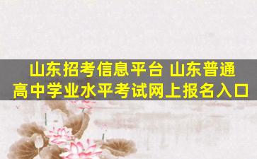 山东招考信息平台 山东普通高中学业水平考试网上报名入口